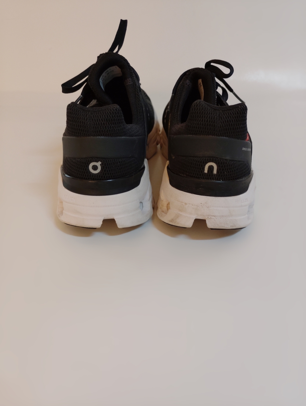 On Cloud Women's Black and White Running Sneakers - Picture 6 of 8